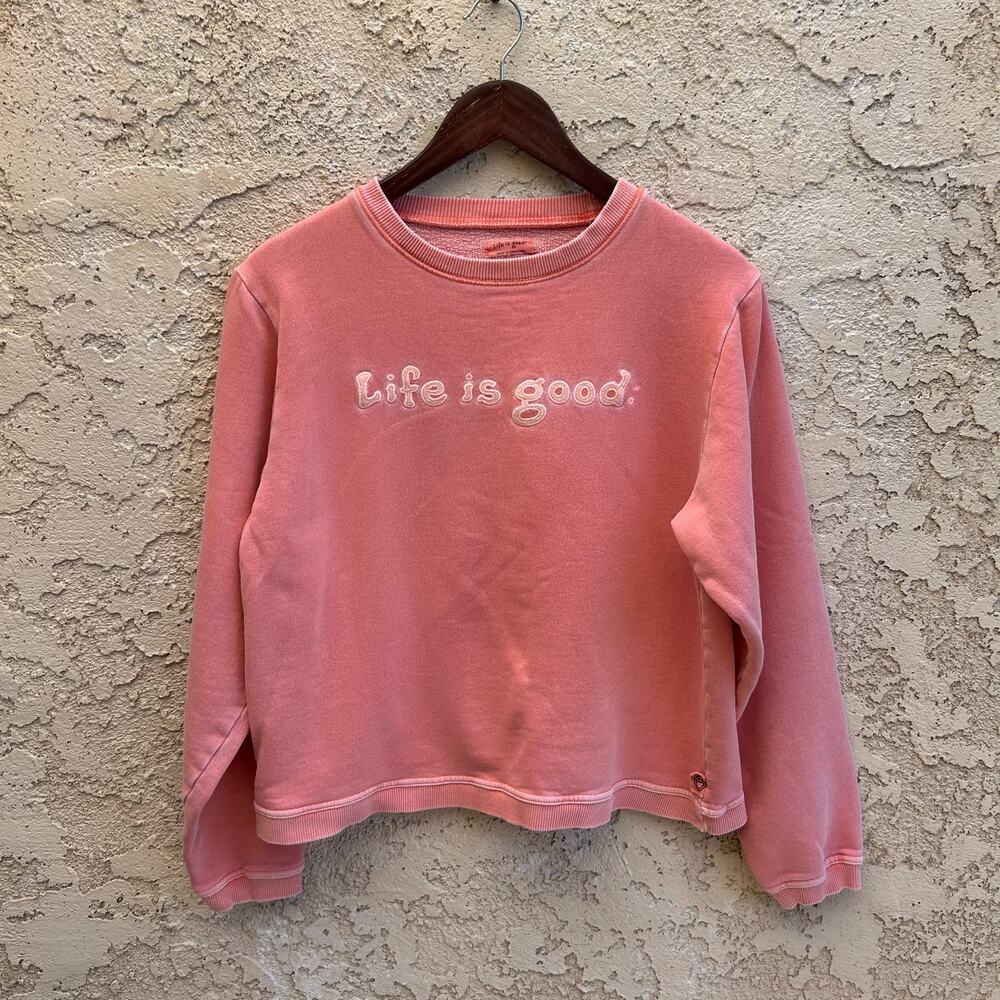 Life Is Good Pink Graphic Sweatshirt Size Large